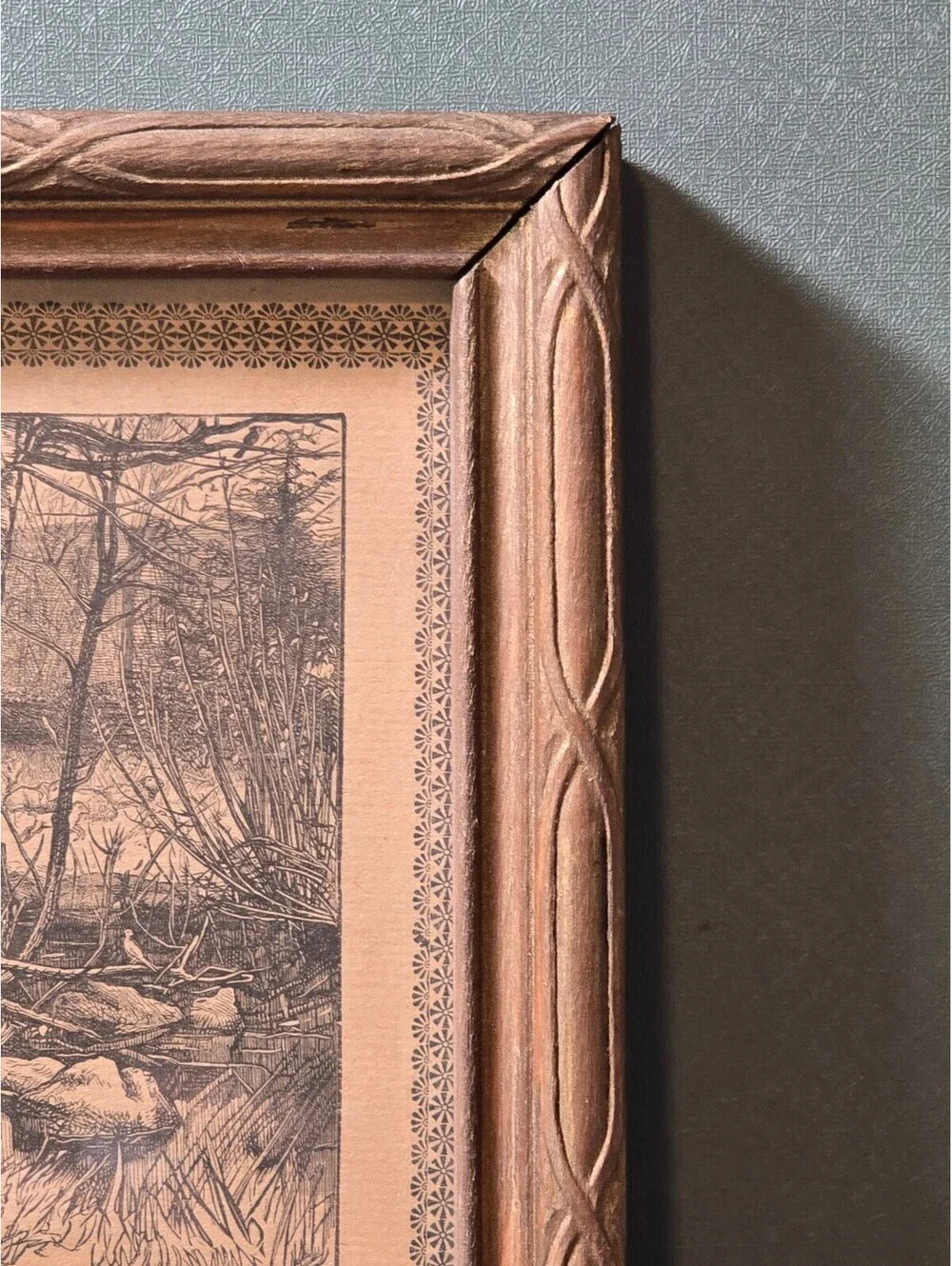 Vintage Pier Mirror Wood Frame Print Insert, 22x9.5 Accent Mirror